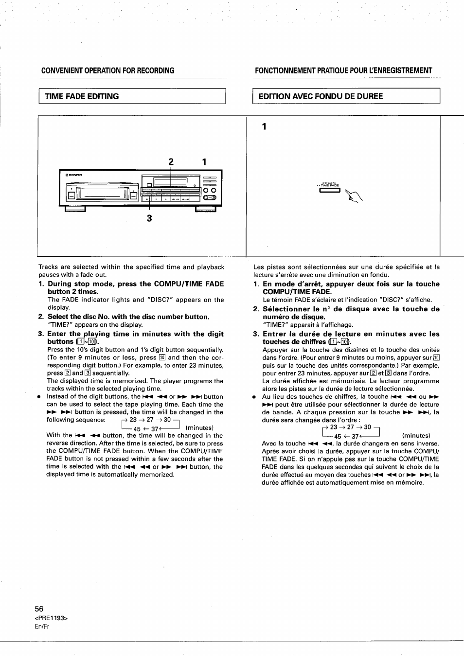 Time fade editing, Edition avec fondu de duree | Pioneer PD-M603 User Manual | Page 56 / 69