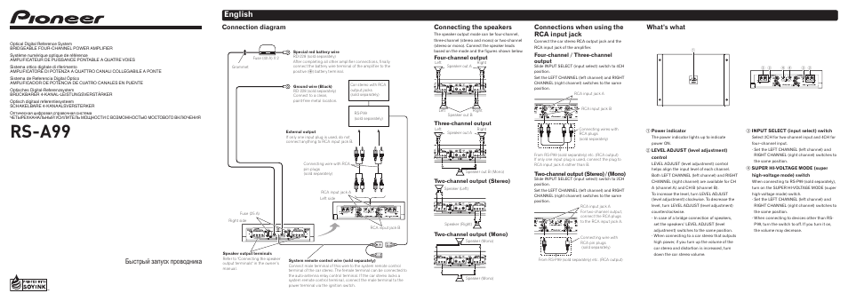 Pioneer RS-A99 User Manual | 8 pages