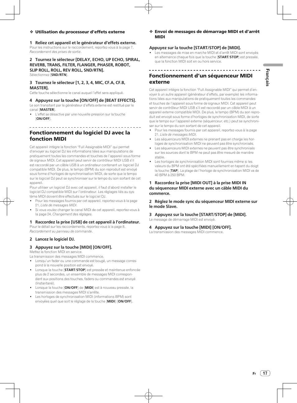 Fonctionnement d’un séquenceur midi externe | Pioneer DJM-850-S User Manual | Page 43 / 84