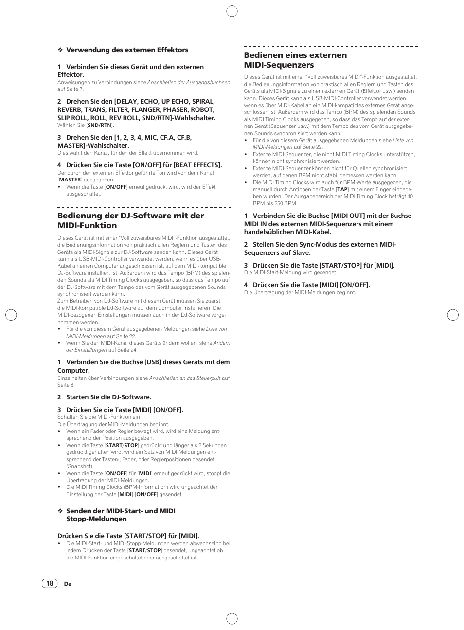 Bedienung der dj-software mit der midi-funktion, Bedienen eines externen midi-sequenzers | Pioneer DJM-850-S User Manual | Page 72 / 84