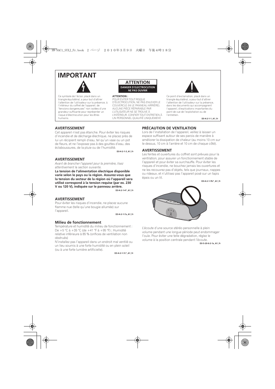 Important, Attention | Pioneer XW-NAC1 User Manual | Page 22 / 64