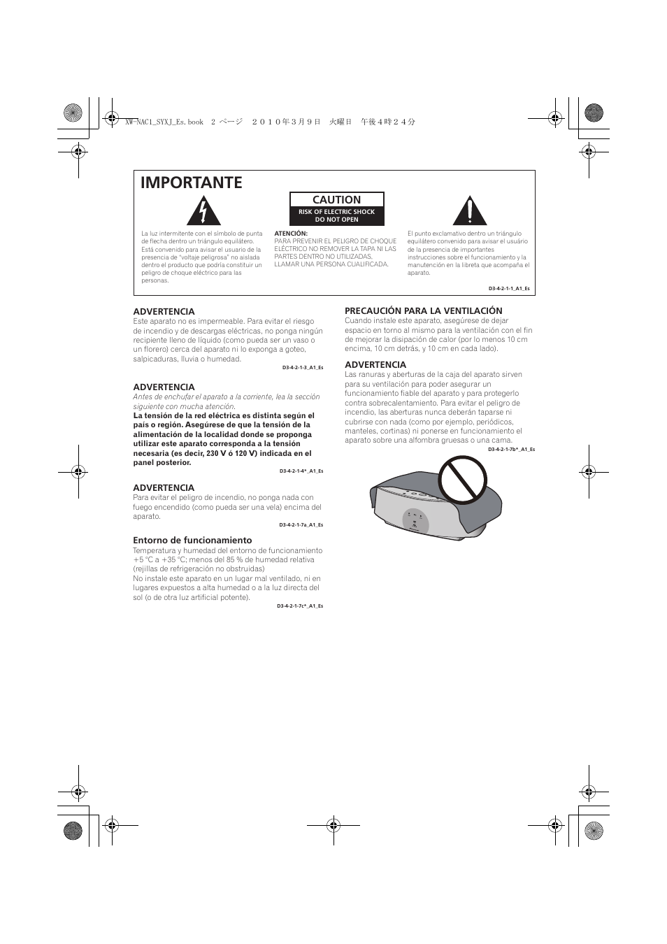 Importante, Caution | Pioneer XW-NAC1 User Manual | Page 42 / 64