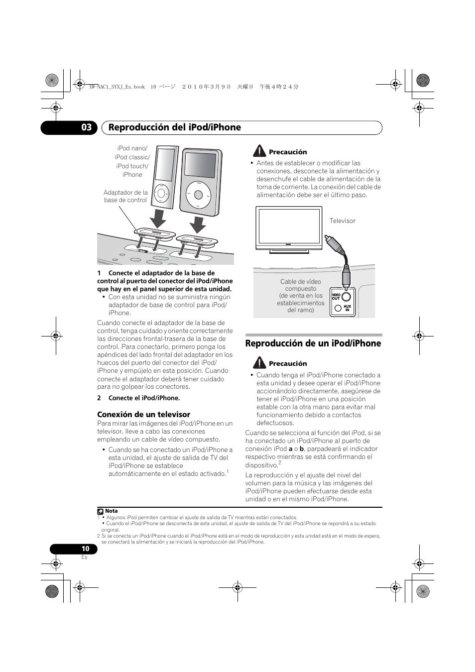 Conexión de un televisor, Reproducción de un ipod/iphone, Reproducción del ipod/iphone 03 | Pioneer XW-NAC1 User Manual | Page 50 / 64