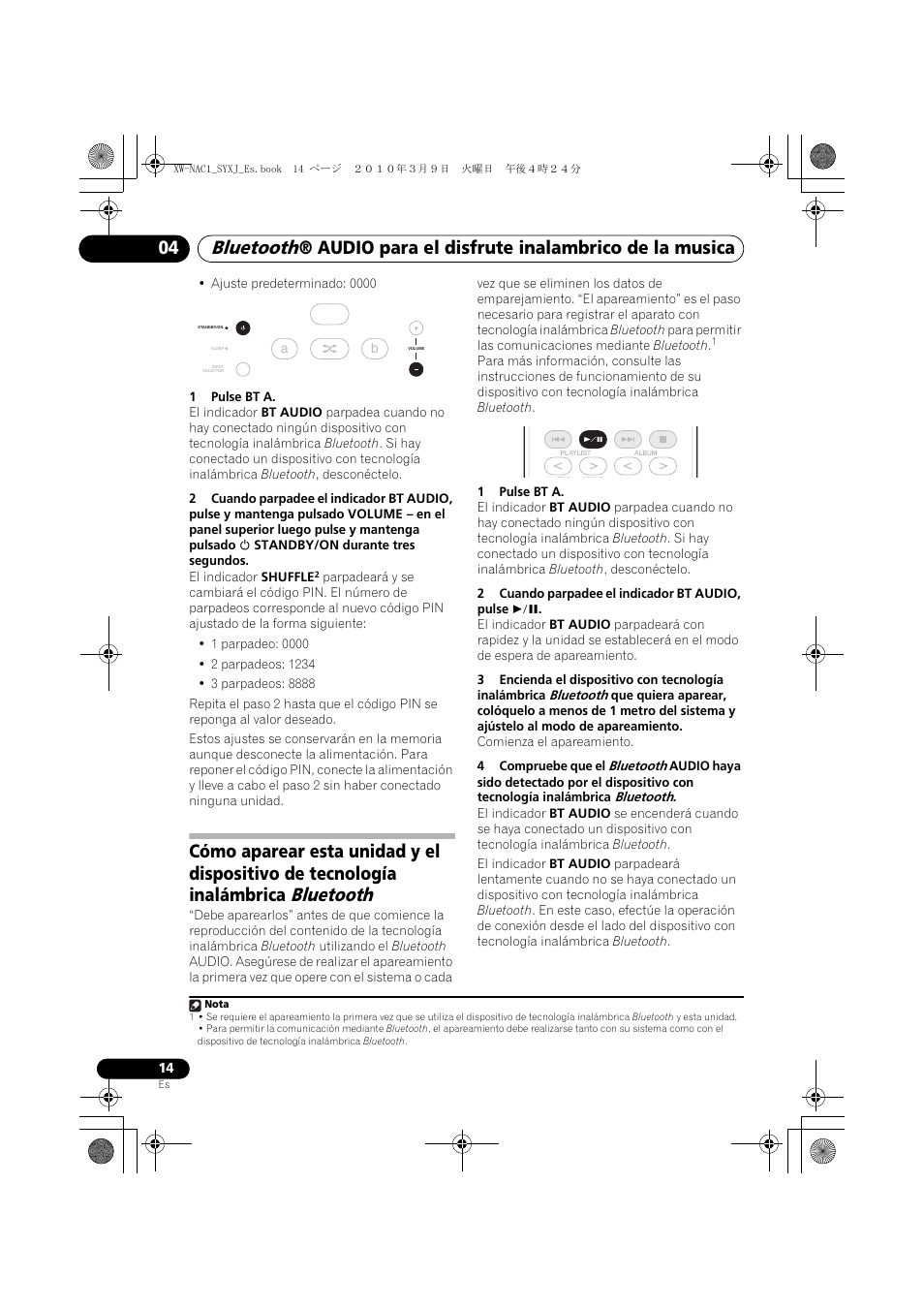 Bluetooth, Audio para el disfrute inalambrico de la musica 04 | Pioneer XW-NAC1 User Manual | Page 54 / 64