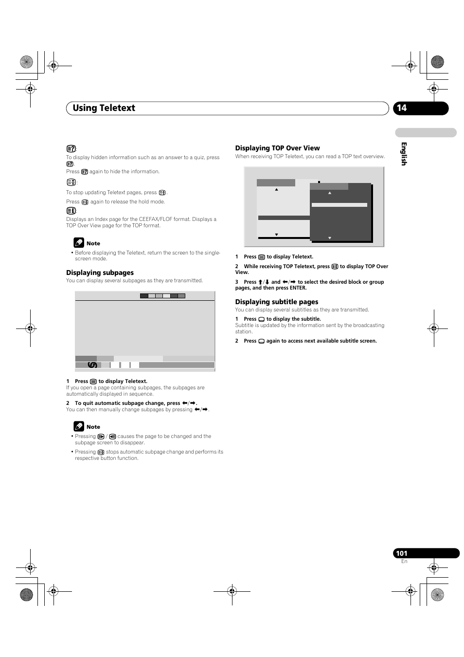 Using teletext 14 | Pioneer KRP-600A User Manual | Page 101 / 345