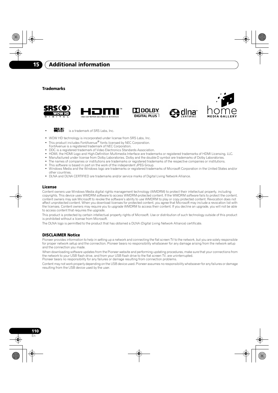 Additional information 15 | Pioneer KRP-600A User Manual | Page 110 / 345