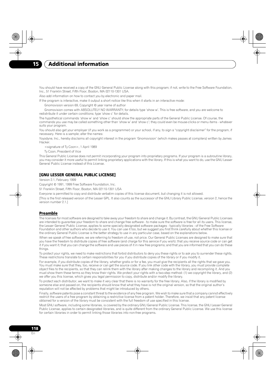 Additional information 15 | Pioneer KRP-600A User Manual | Page 118 / 345