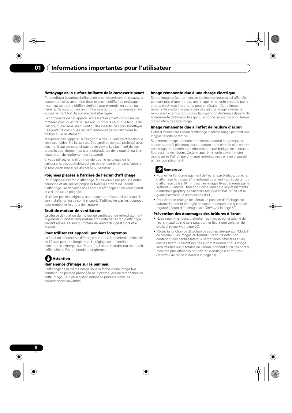 Informations importantes pour l’utilisateur 01 | Pioneer KRP-600A User Manual | Page 132 / 345