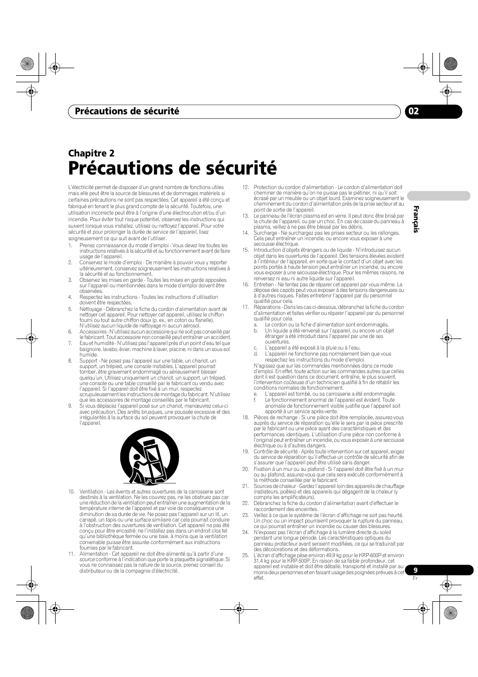 02 précautions de sécurité, Précautions de sécurité, Précautions de sécurité 02 | Chapitre 2 | Pioneer KRP-600A User Manual | Page 133 / 345