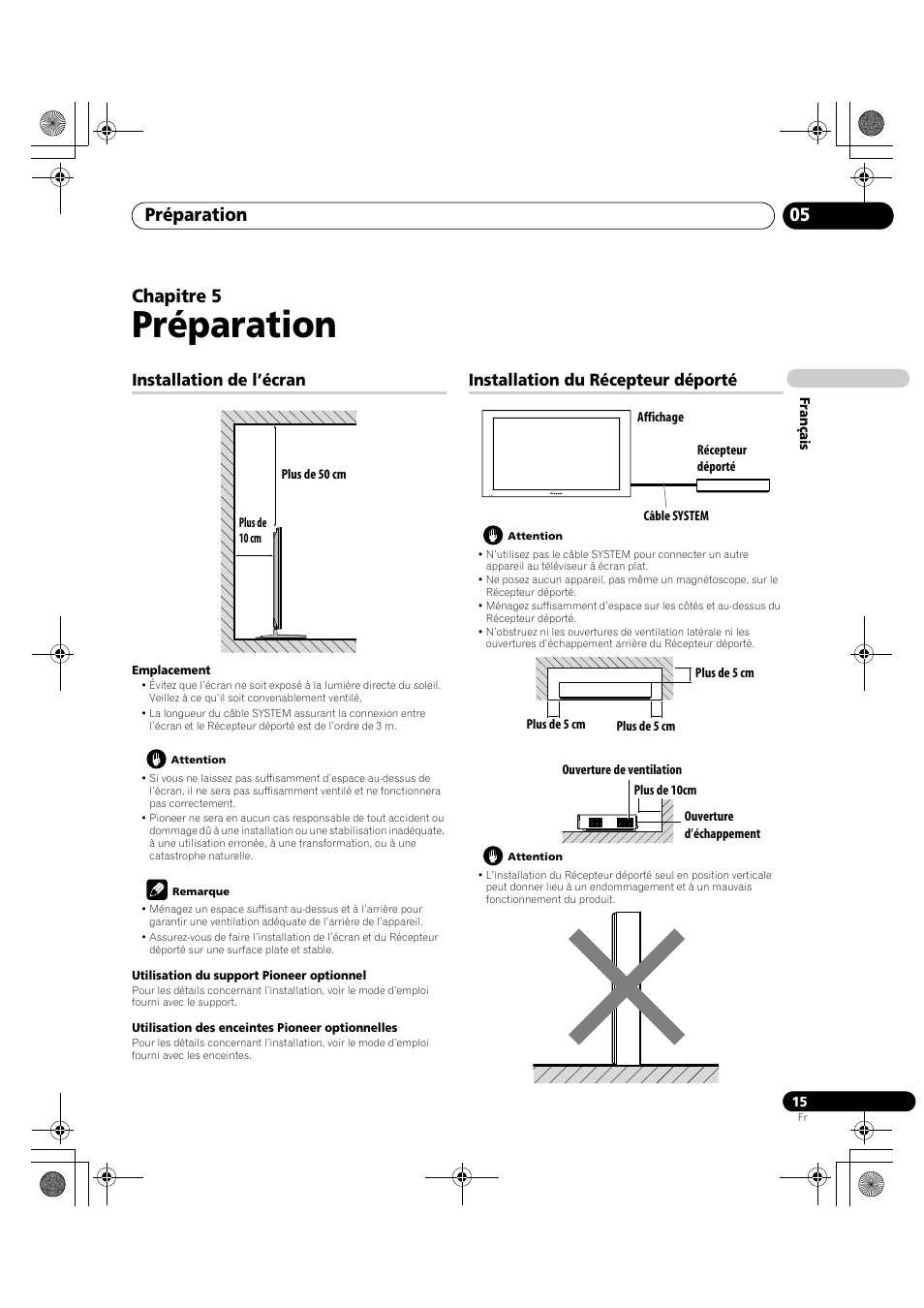 05 préparation, Préparation, Préparation 05 | Chapitre 5, Installation de l’écran, Installation du récepteur déporté | Pioneer KRP-600A User Manual | Page 139 / 345