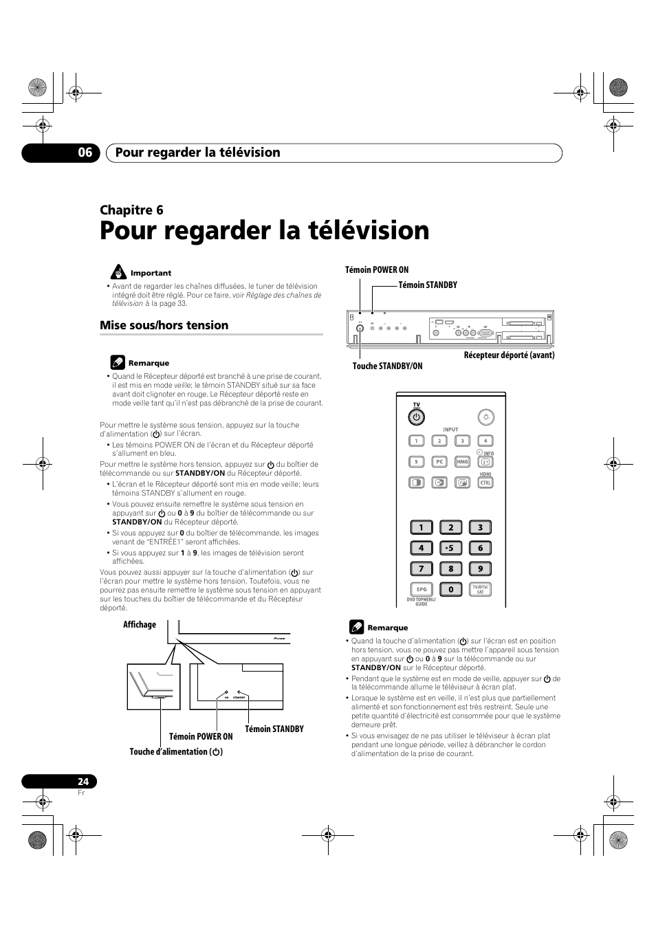 06 pour regarder la télévision, Mise sous/hors tension, Pour regarder la télévision | Pour regarder la télévision 06, Chapitre 6 | Pioneer KRP-600A User Manual | Page 148 / 345