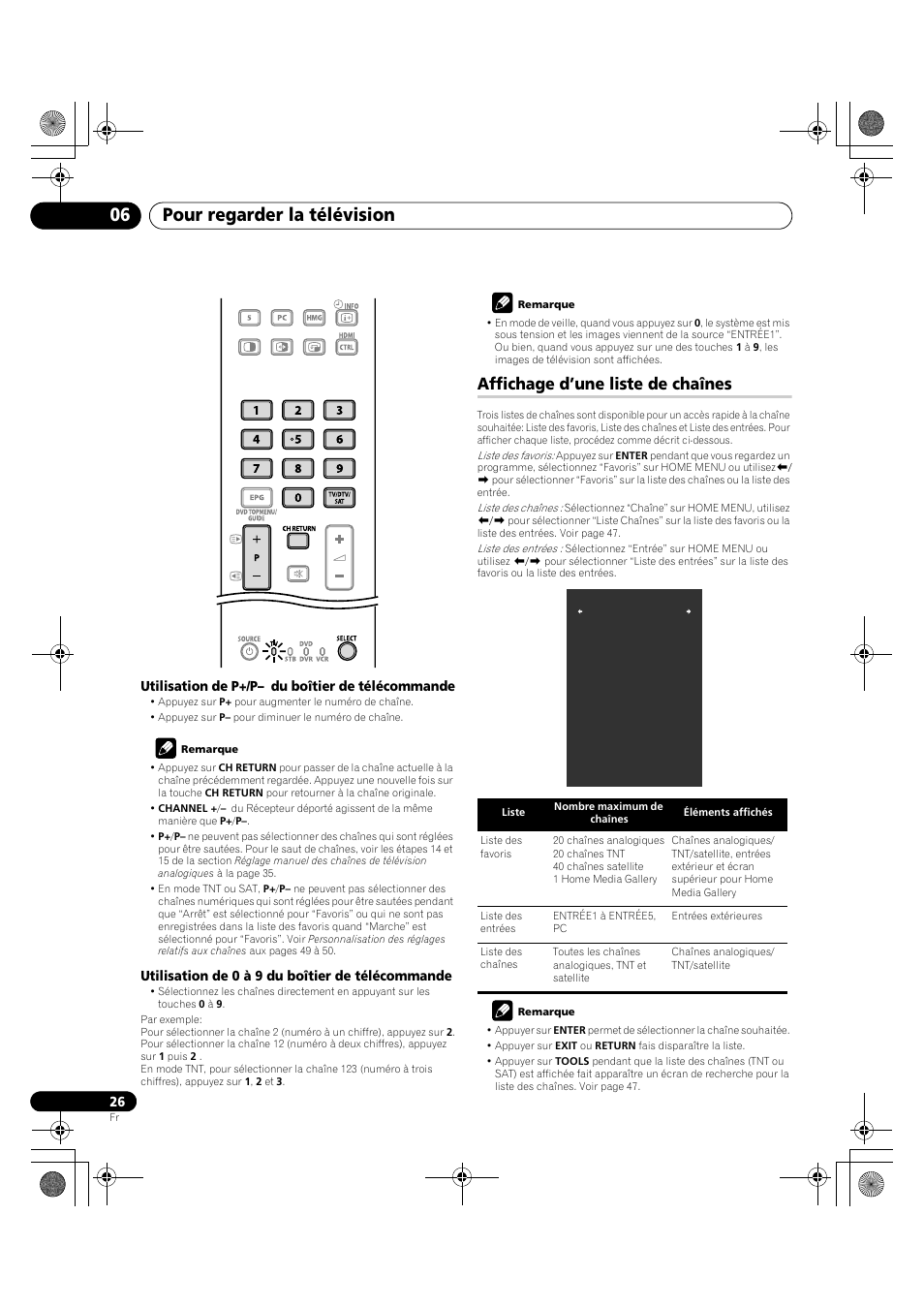 Affichage d’une liste de chaînes, Pour regarder la télévision 06 | Pioneer KRP-600A User Manual | Page 150 / 345