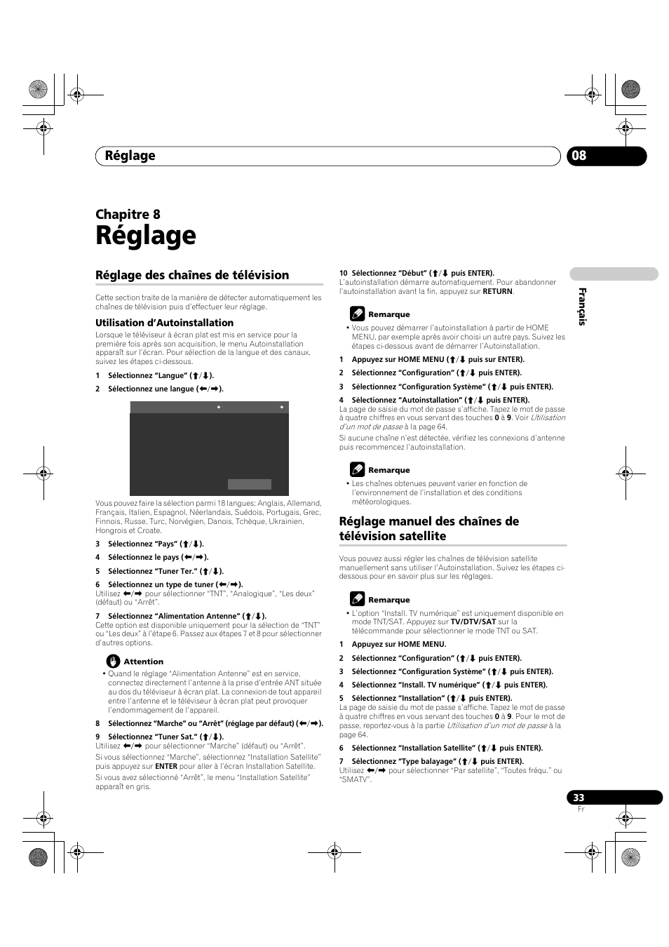 08 réglage, Satellite, Réglage | Réglage 08, Chapitre 8, Réglage des chaînes de télévision, Réglage manuel des chaînes de télévision satellite | Pioneer KRP-600A User Manual | Page 157 / 345