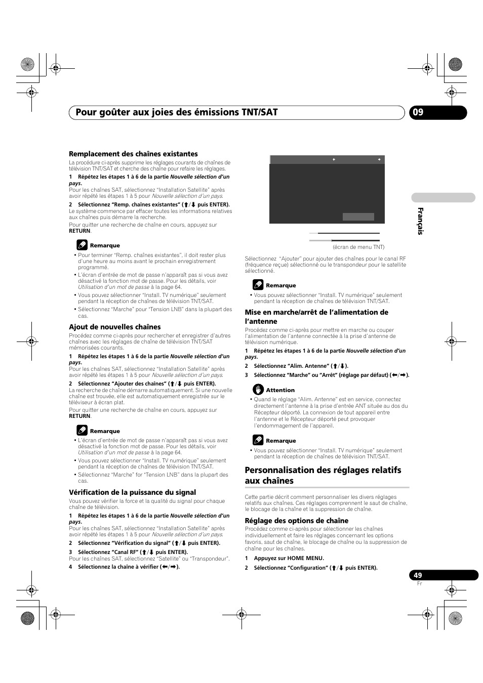 Personnalisation des réglages relatifs, Aux chaînes, Pour goûter aux joies des émissions tnt/sat 09 | Personnalisation des réglages relatifs aux chaînes | Pioneer KRP-600A User Manual | Page 173 / 345