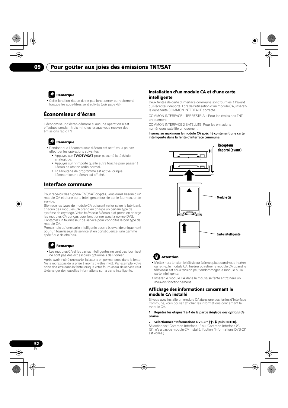 Économiseur d’écran interface commune, Pour goûter aux joies des émissions tnt/sat 09, Économiseur d’écran | Interface commune | Pioneer KRP-600A User Manual | Page 176 / 345
