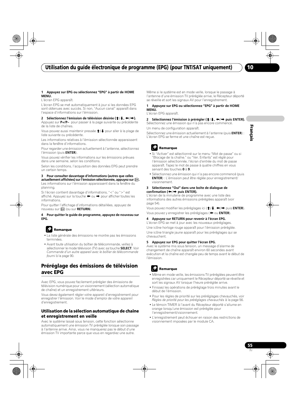 Préréglage des émissions de télévision, Avec epg, Préréglage des émissions de télévision avec epg | Pioneer KRP-600A User Manual | Page 179 / 345