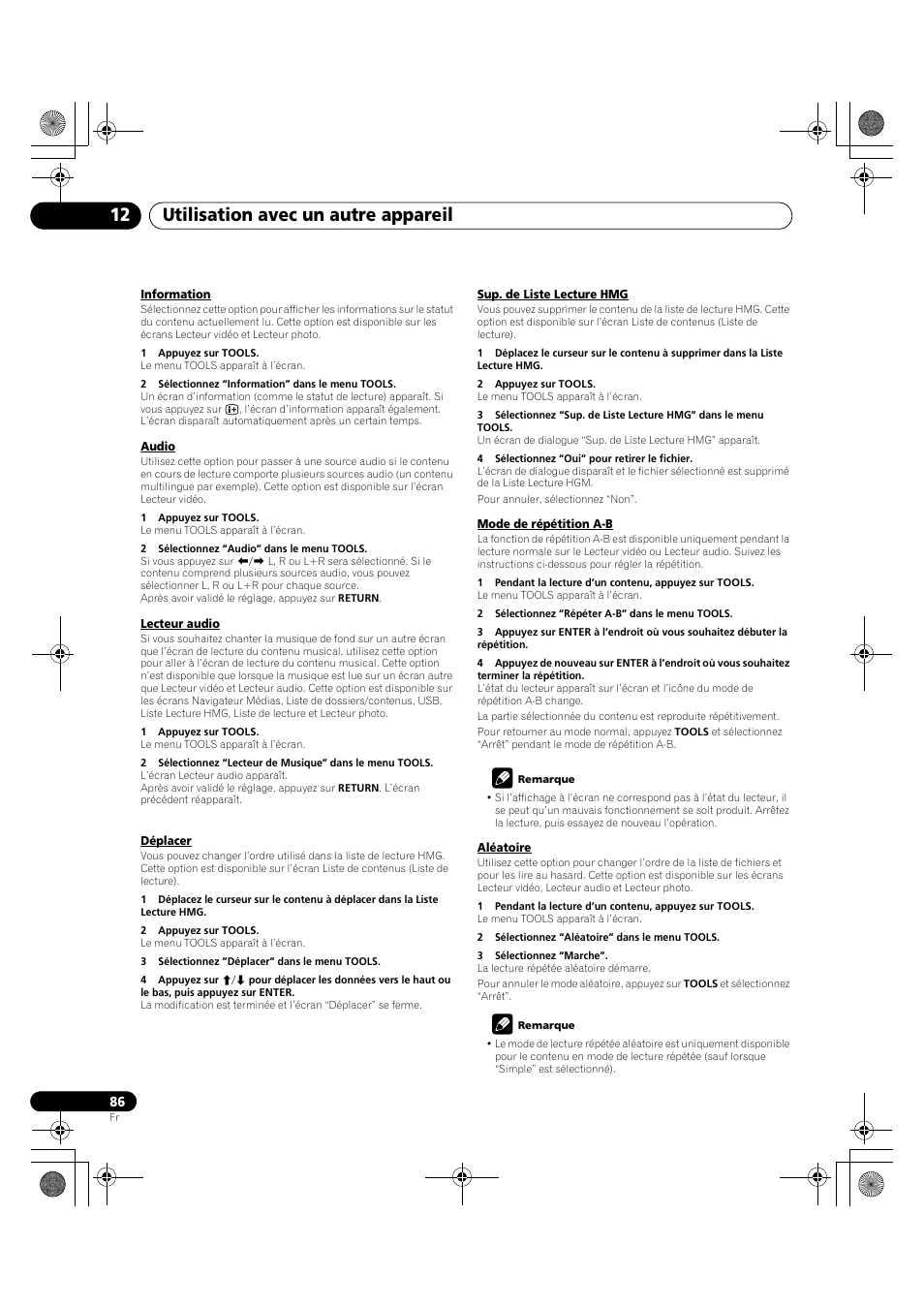 Utilisation avec un autre appareil 12 | Pioneer KRP-600A User Manual | Page 210 / 345