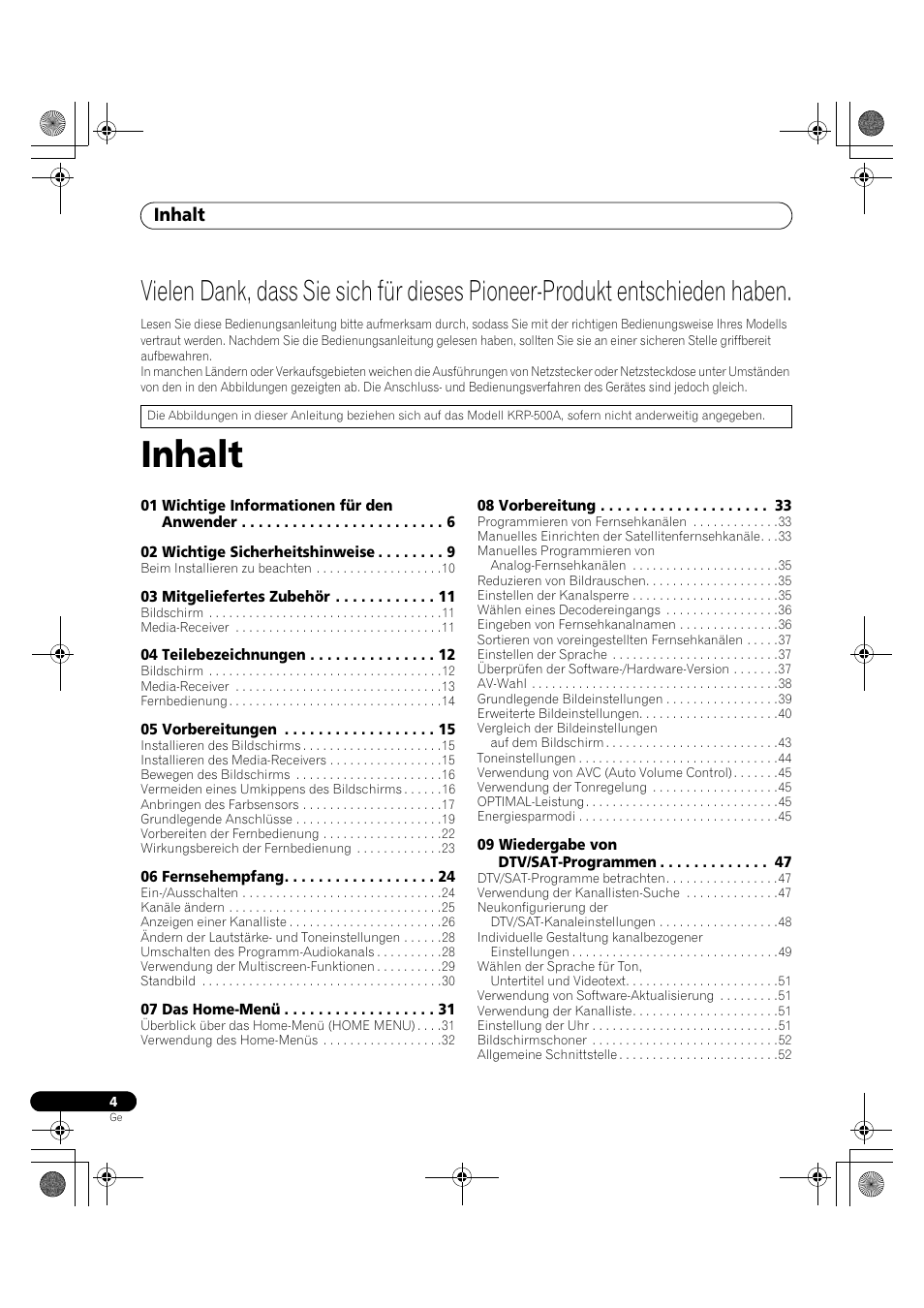 Inhalt | Pioneer KRP-600A User Manual | Page 238 / 345