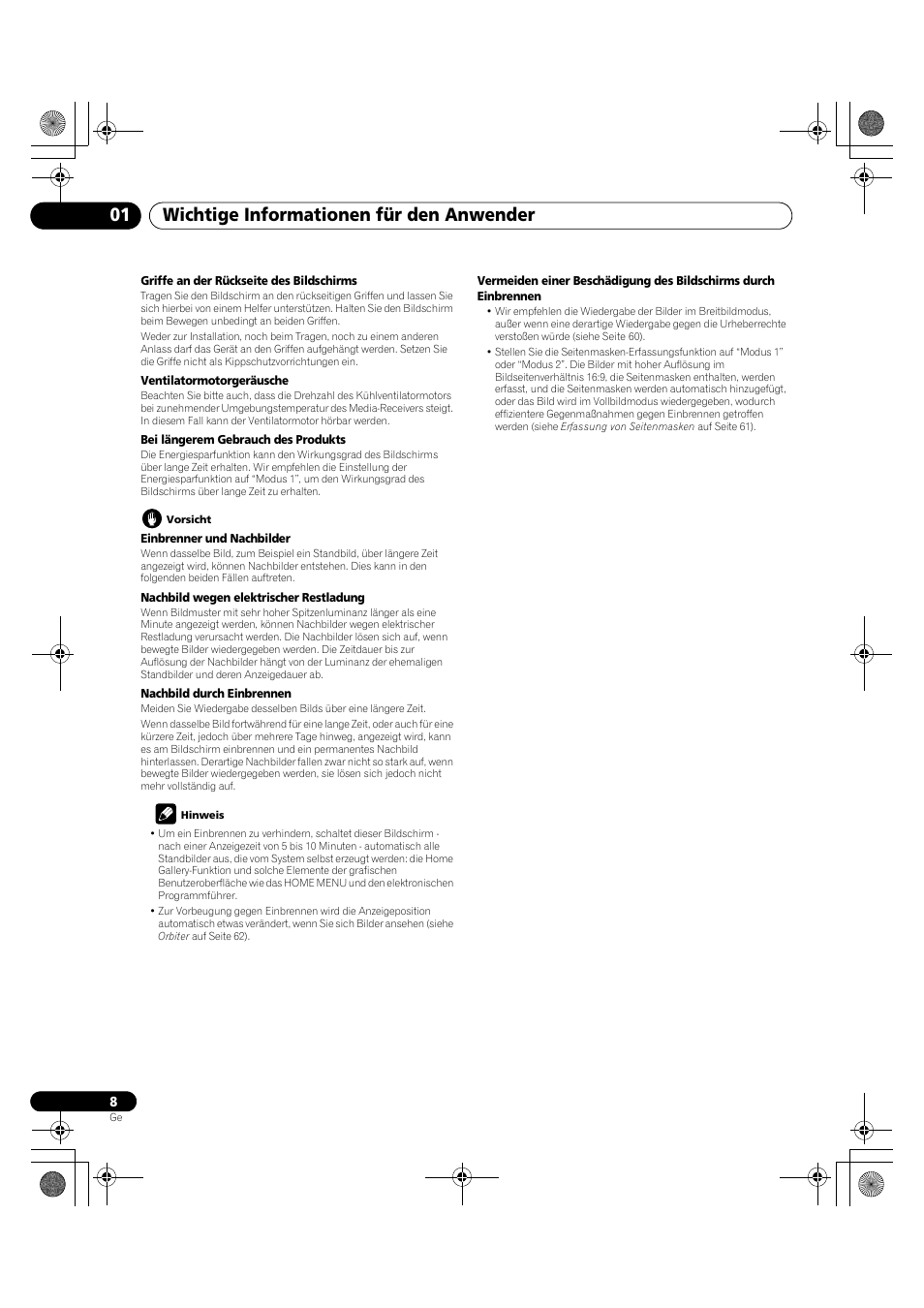 Wichtige informationen für den anwender 01 | Pioneer KRP-600A User Manual | Page 242 / 345