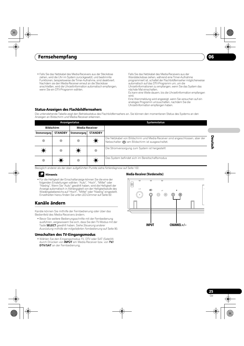 Kanäle ändern, Fernsehempfang 06 | Pioneer KRP-600A User Manual | Page 259 / 345