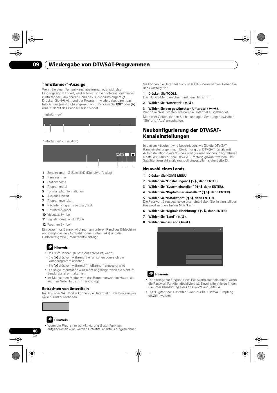 Neukonfigurierung der, Dtv/sat-kanaleinstellungen, Wiedergabe von dtv/sat-programmen 09 | Neukonfigurierung der dtv/sat- kanaleinstellungen | Pioneer KRP-600A User Manual | Page 282 / 345