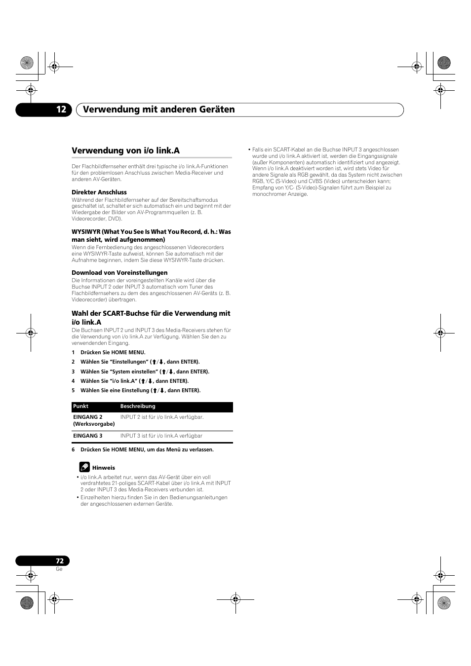 Verwendung von i/o link.a, Verwendung mit anderen geräten 12 | Pioneer KRP-600A User Manual | Page 306 / 345