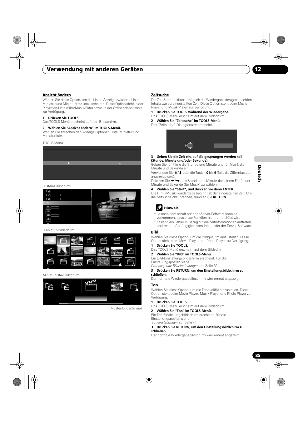 Verwendung mit anderen geräten 12, De utsch | Pioneer KRP-600A User Manual | Page 319 / 345