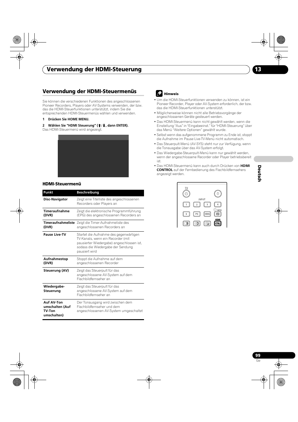 Verwendung der hdmi-steuermenüs, Verwendung der hdmi-steuerung 13 | Pioneer KRP-600A User Manual | Page 333 / 345