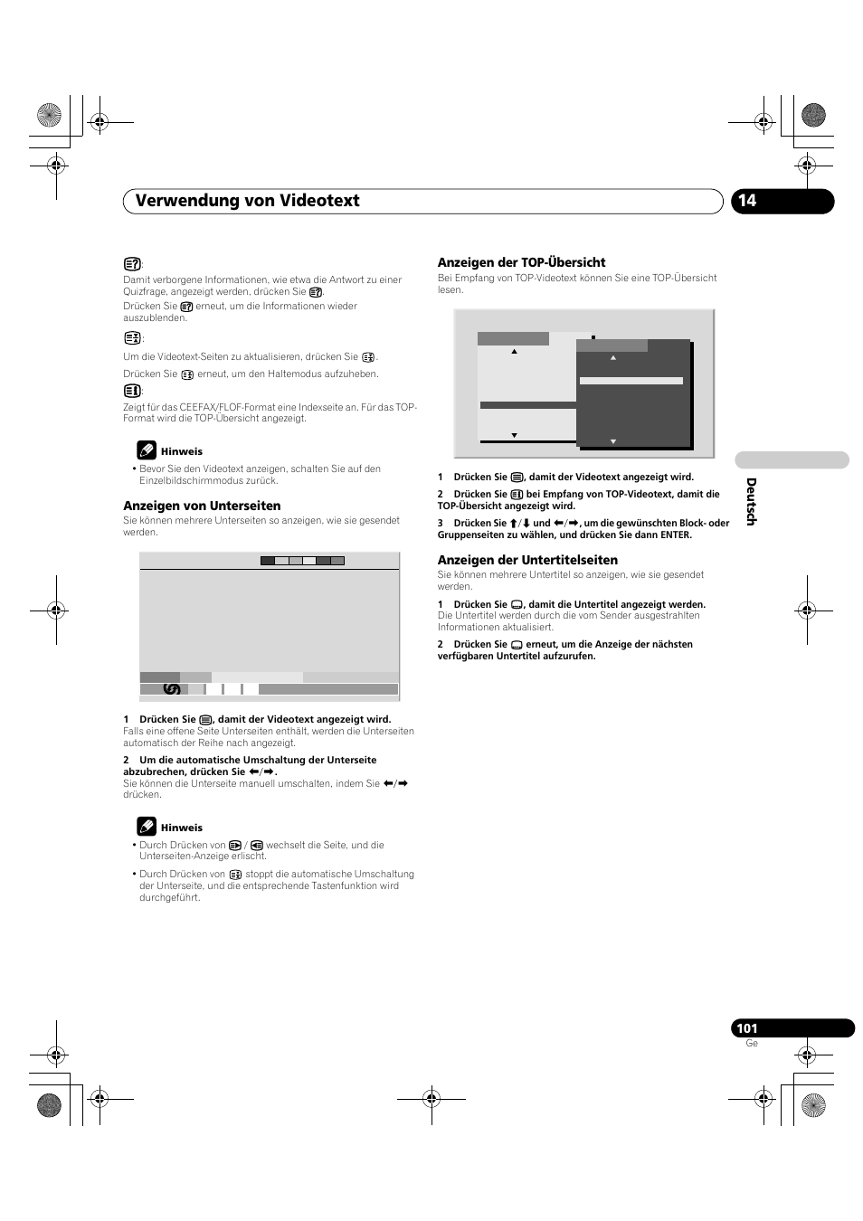 Verwendung von videotext 14 | Pioneer KRP-600A User Manual | Page 335 / 345