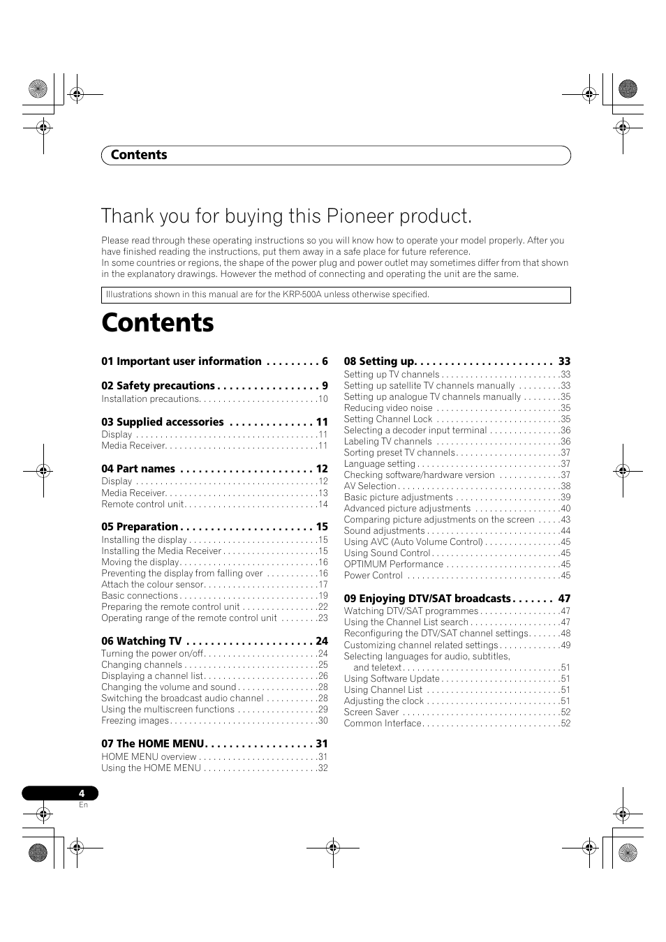 Pioneer KRP-600A User Manual | Page 4 / 345