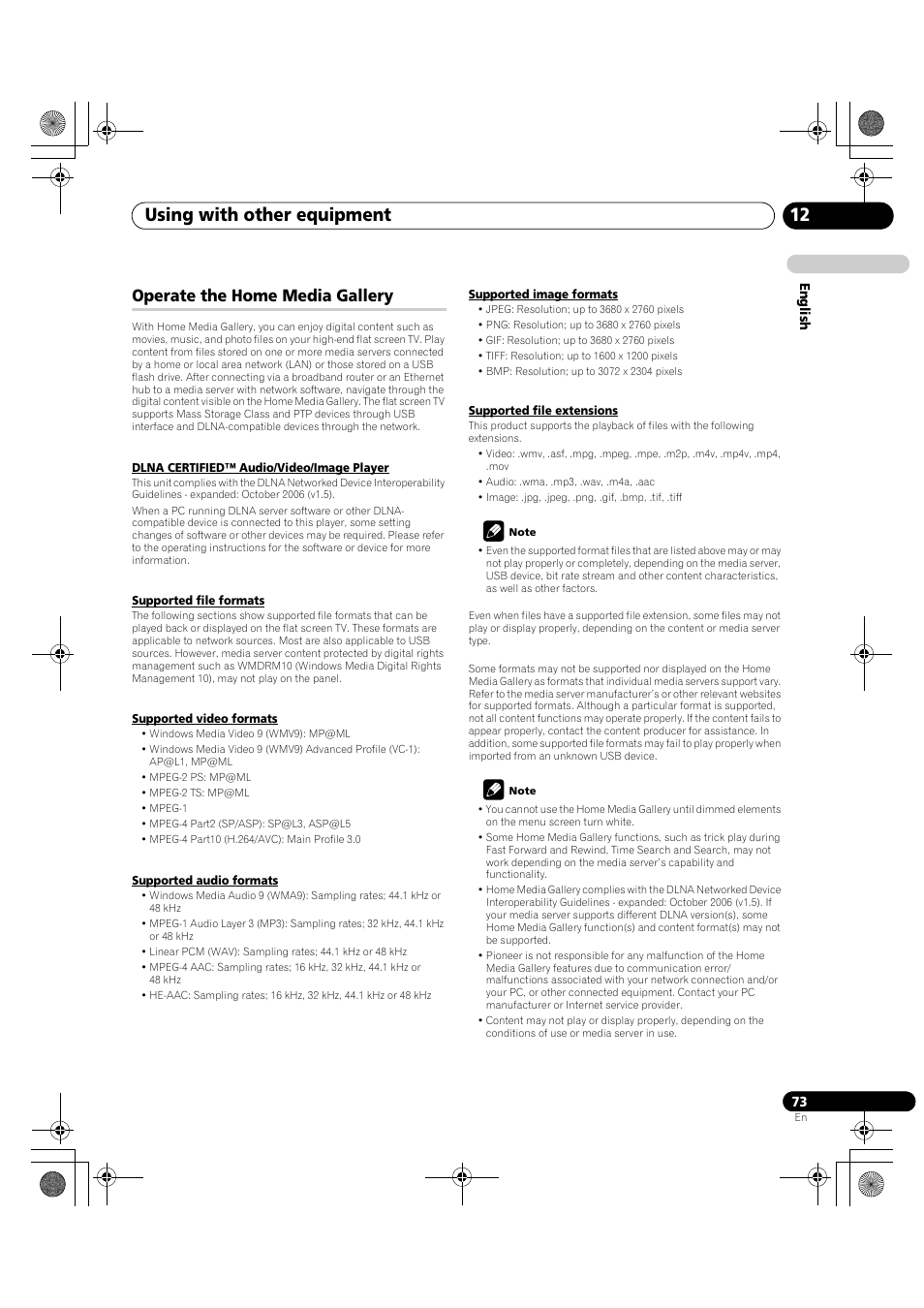 Operate the home media gallery, Using with other equipment 12 | Pioneer KRP-600A User Manual | Page 73 / 345