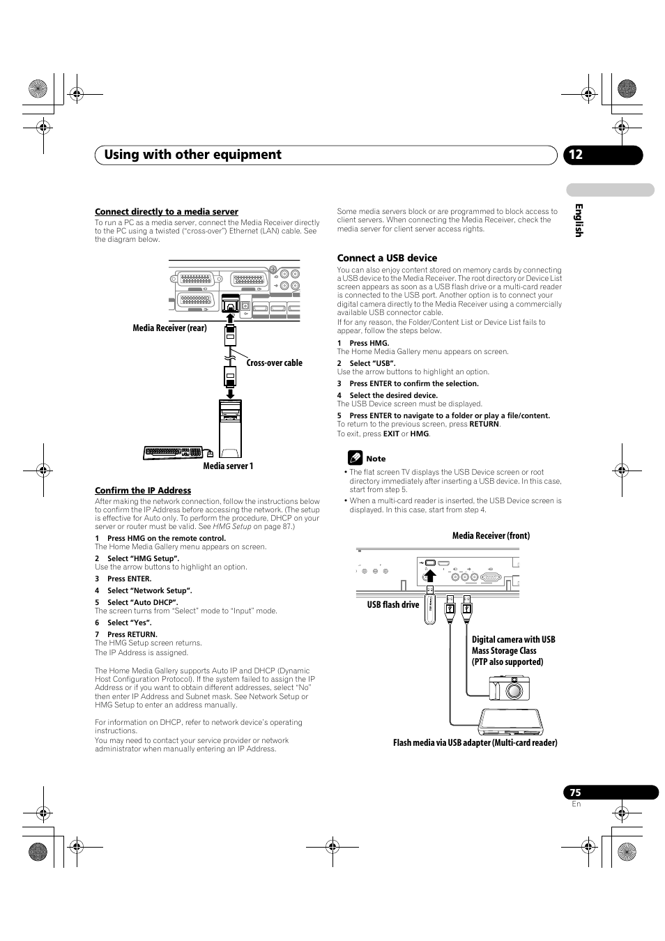 Using with other equipment 12, En glish, Connect a usb device | Pioneer KRP-600A User Manual | Page 75 / 345