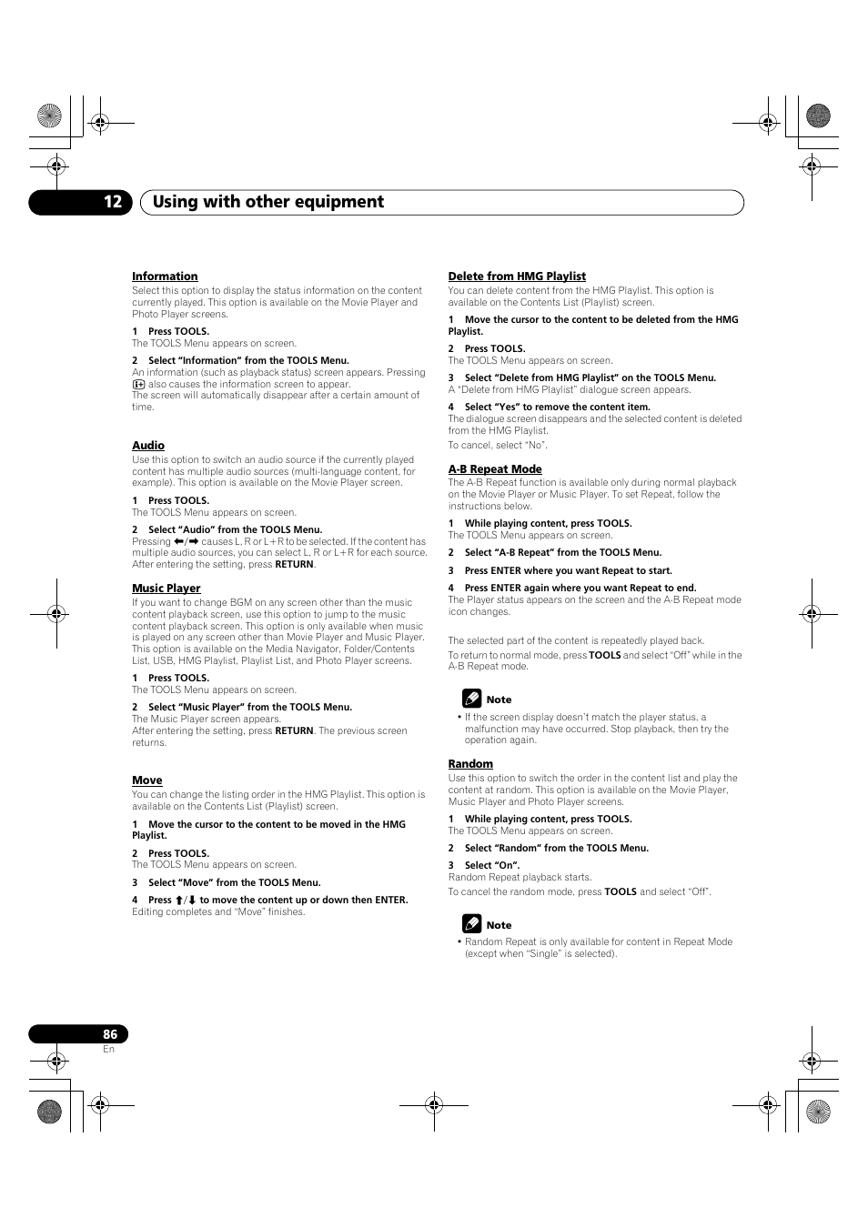 Using with other equipment 12 | Pioneer KRP-600A User Manual | Page 86 / 345