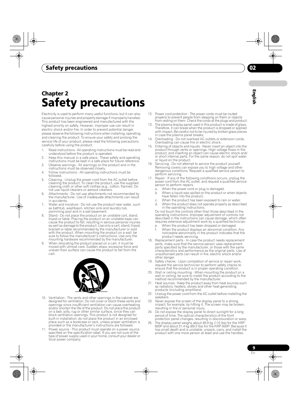 02 safety precautions, Safety precautions, Safety precautions 02 | Chapter 2 | Pioneer KRP-600A User Manual | Page 9 / 345