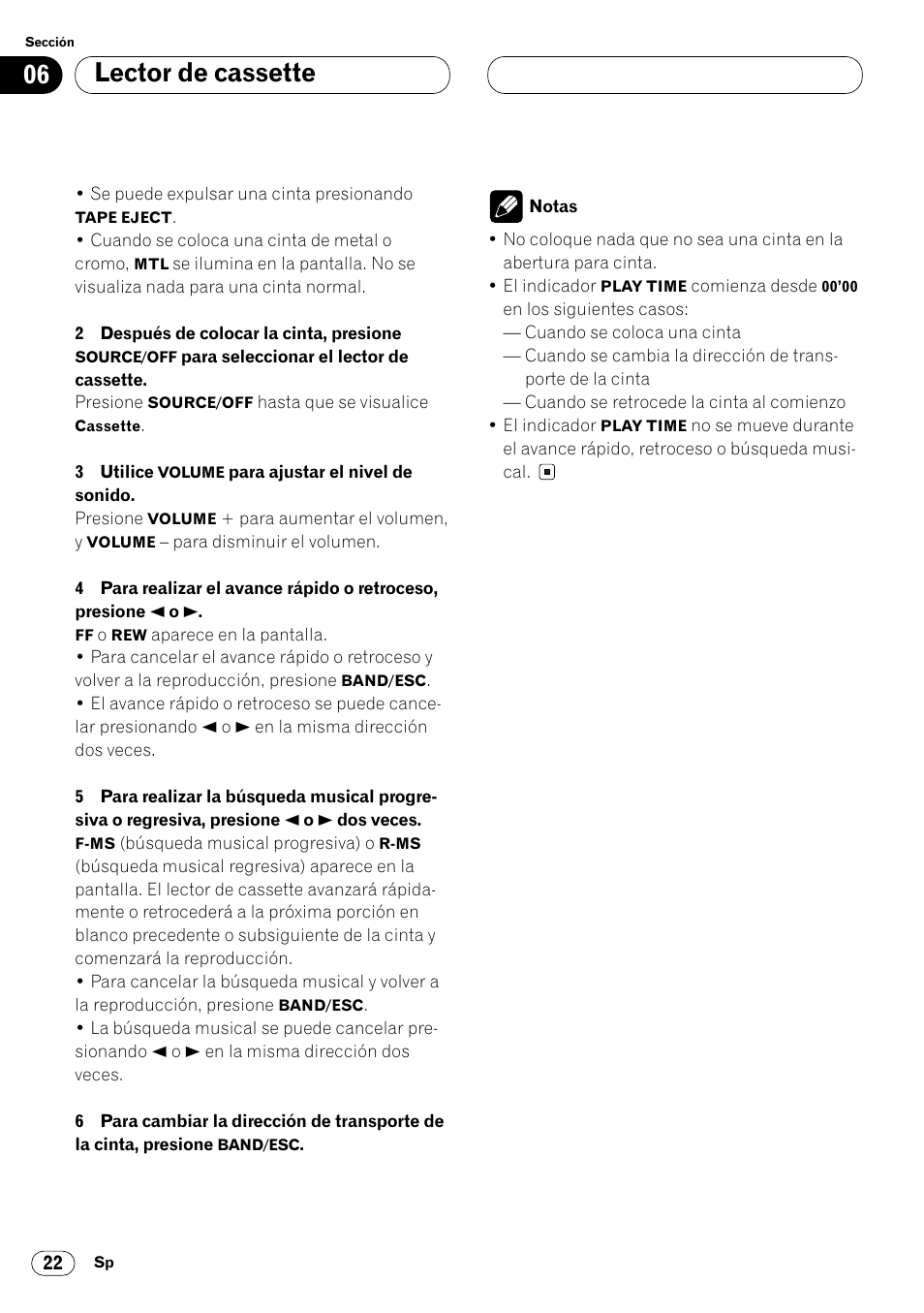 Lector de cassette | Pioneer FH-P4000R User Manual | Page 134 / 172