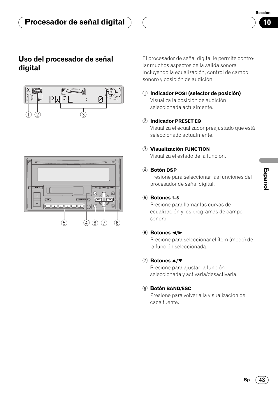 Procesador de señal digital, Uso del procesador de señal digital | Pioneer FH-P4000R User Manual | Page 155 / 172