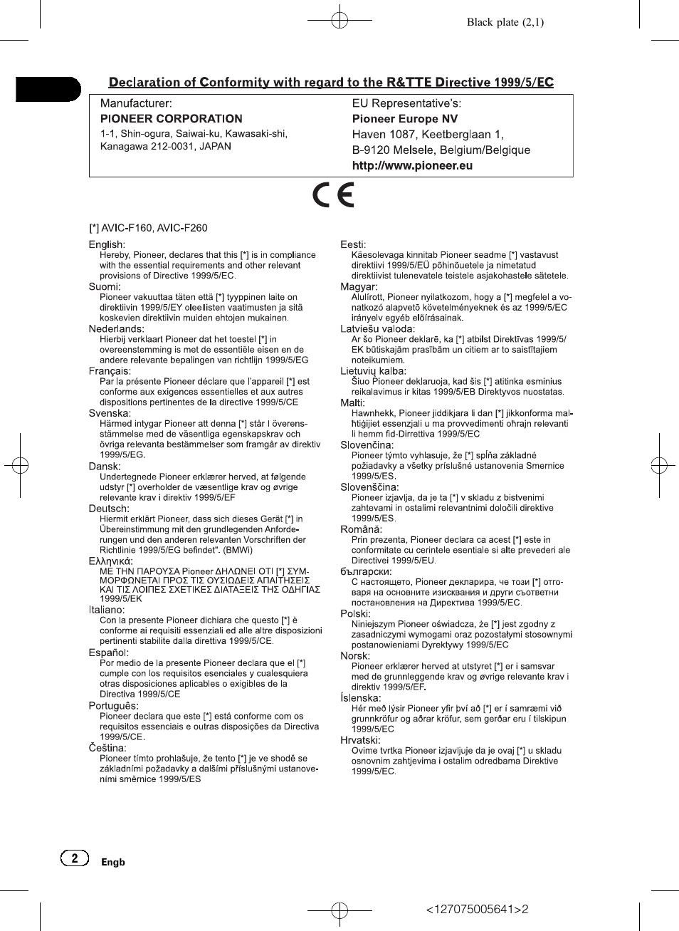 Pioneer AVIC-F160 User Manual | Page 2 / 76