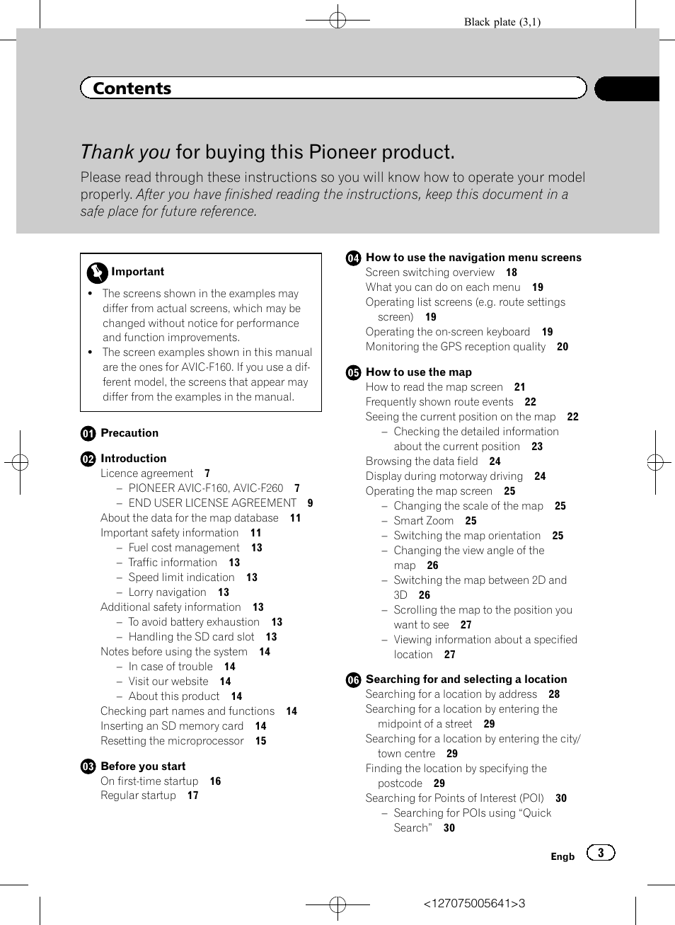 Pioneer AVIC-F160 User Manual | Page 3 / 76