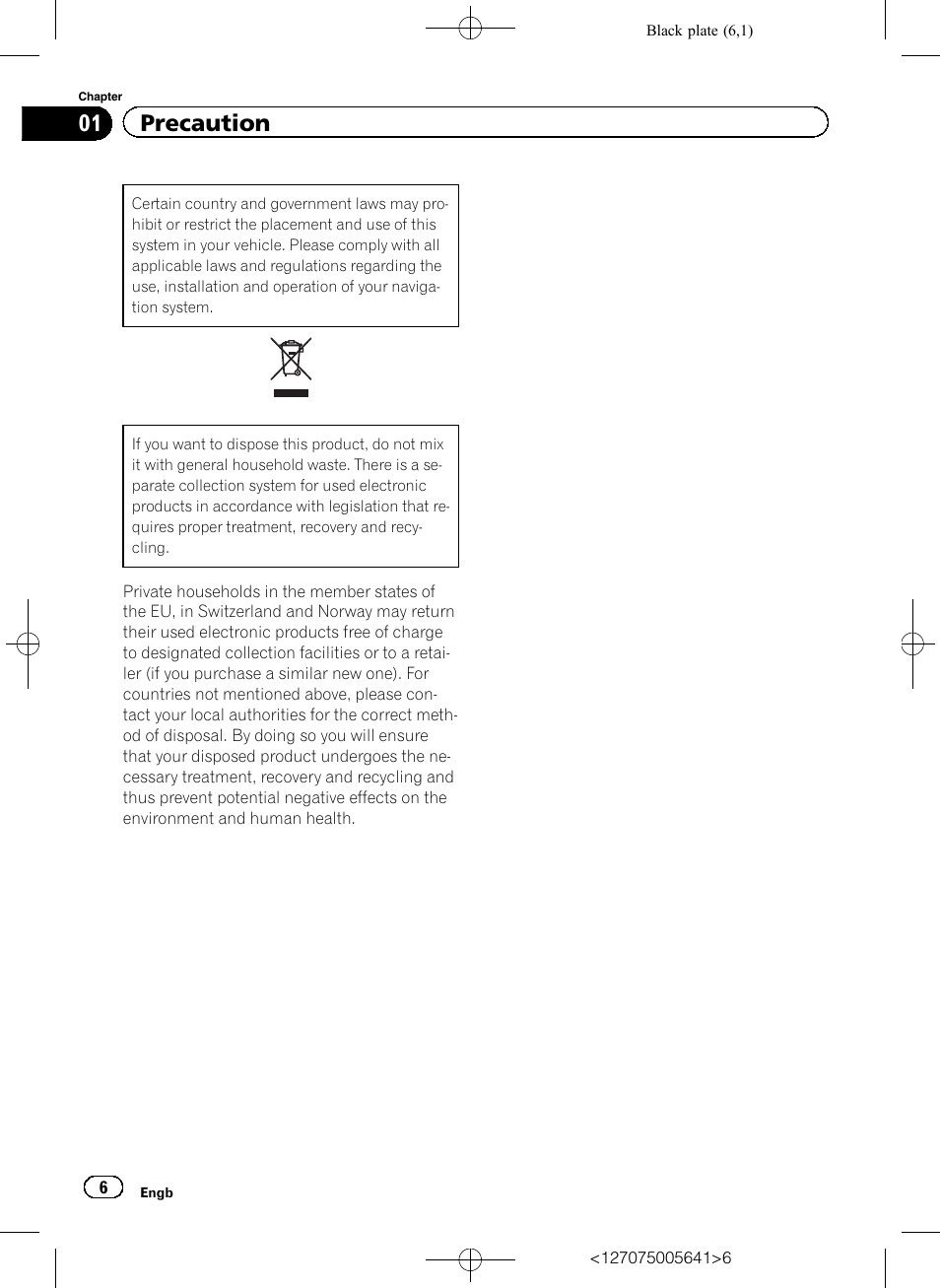 Precaution, 01 precaution | Pioneer AVIC-F160 User Manual | Page 6 / 76
