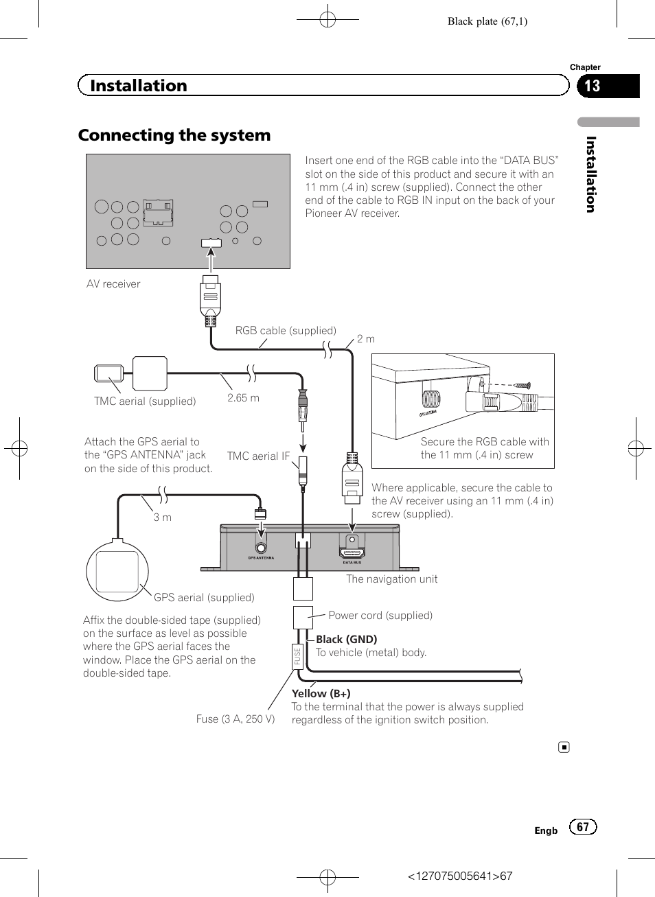 Connecting the system, Installation | Pioneer AVIC-F160 User Manual | Page 67 / 76