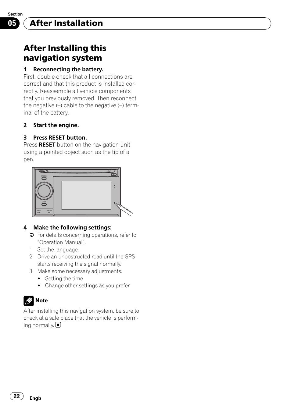After installing this navigation system, After installation | Pioneer AVIC-F310BT User Manual | Page 22 / 134