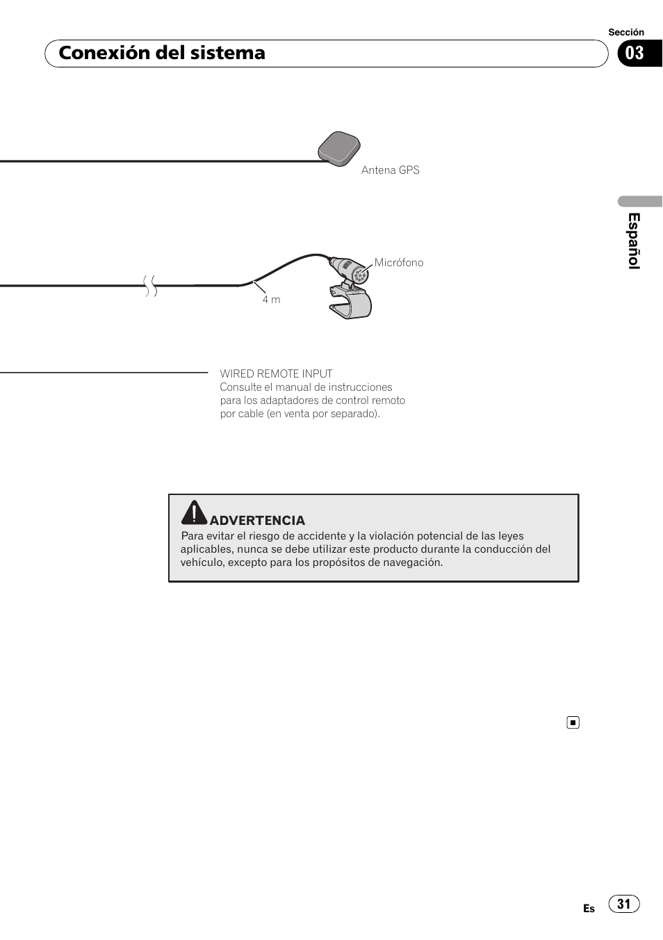 Conexión del sistema | Pioneer AVIC-F310BT User Manual | Page 31 / 134