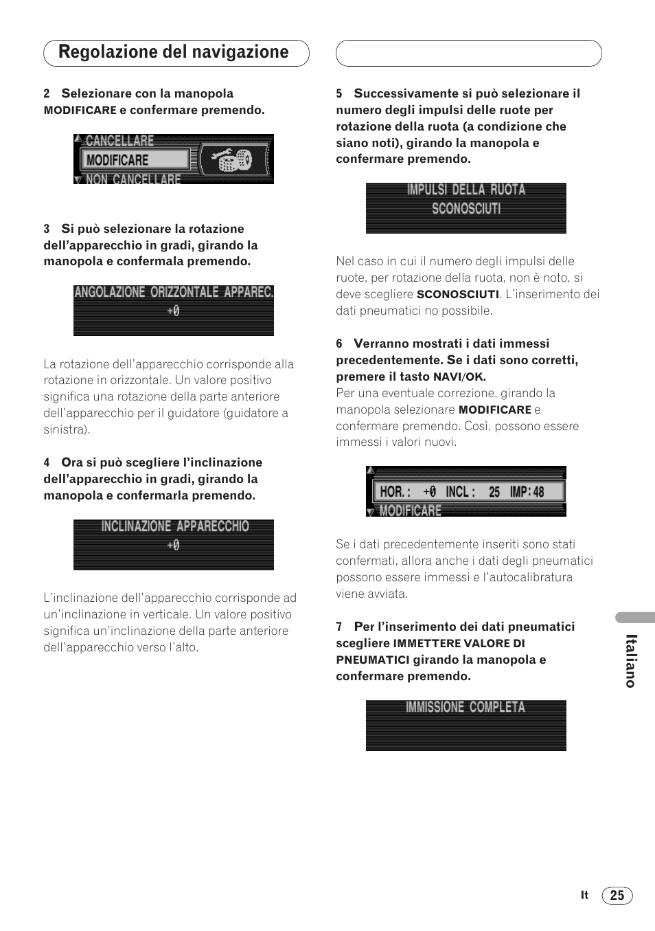 Regolazione del navigazione | Pioneer ANH-P9R-BK User Manual | Page 129 / 160