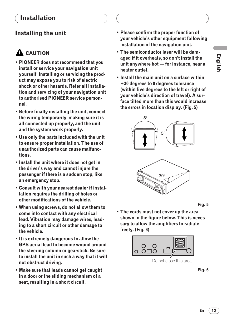 Installation, Installing the unit 13, Installing the unit | Pioneer ANH-P9R-BK User Manual | Page 13 / 160