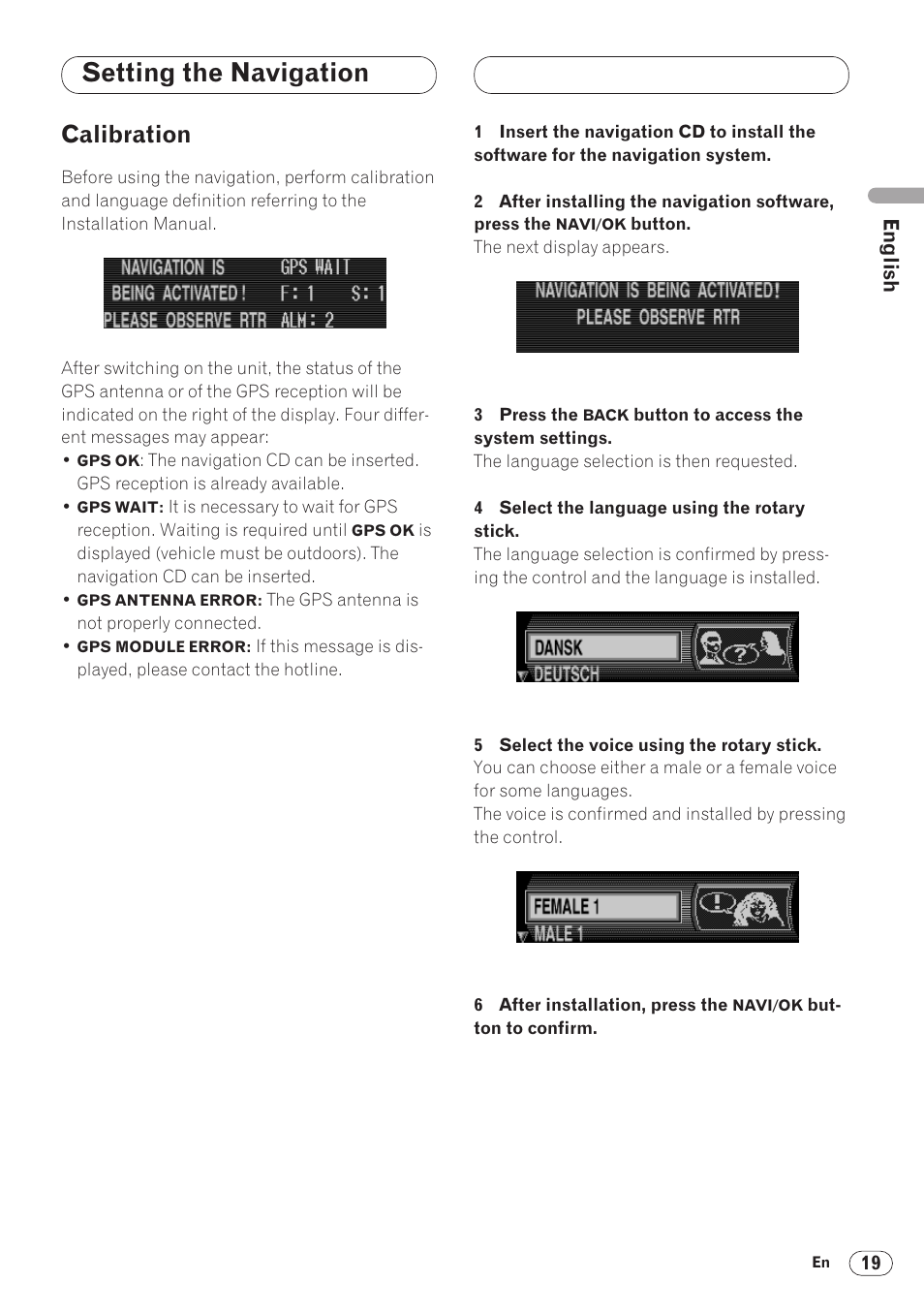 Setting the navigation, Calibration 19, Calibration | Pioneer ANH-P9R-BK User Manual | Page 19 / 160