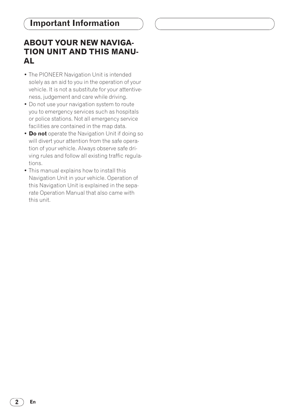 Important information, About your new naviga- tion unit and this manu- al | Pioneer ANH-P9R-BK User Manual | Page 2 / 160