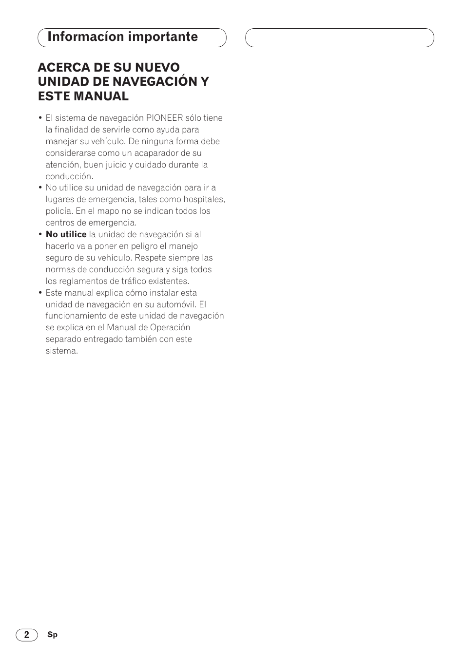 Informacíon importante | Pioneer ANH-P9R-BK User Manual | Page 28 / 160