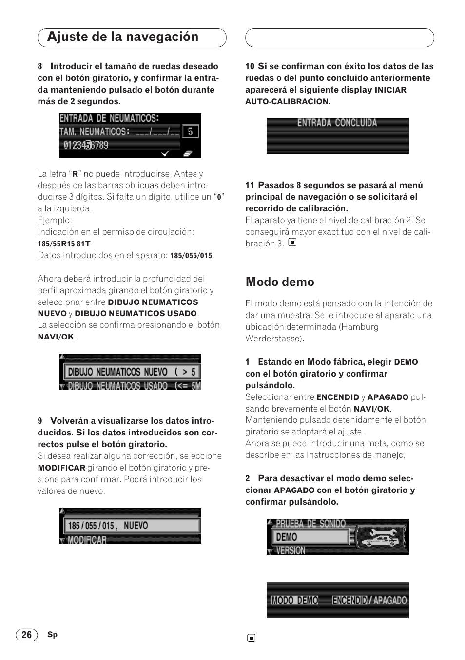 Modo demo 26, Ajuste de la navegación, Modo demo | Pioneer ANH-P9R-BK User Manual | Page 52 / 160