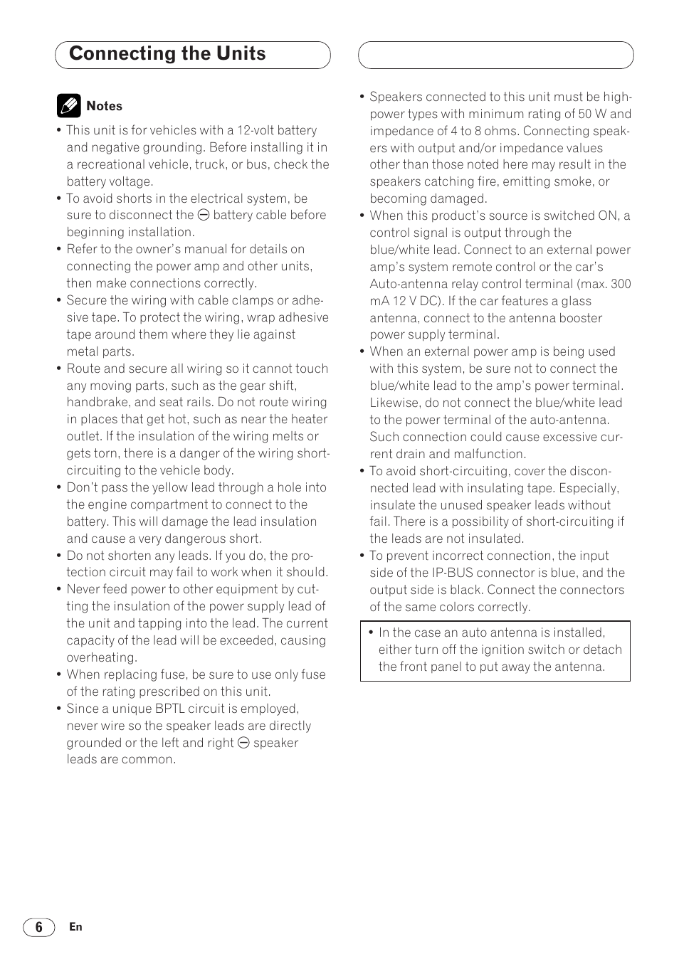 Connecting the units | Pioneer ANH-P9R-BK User Manual | Page 6 / 160