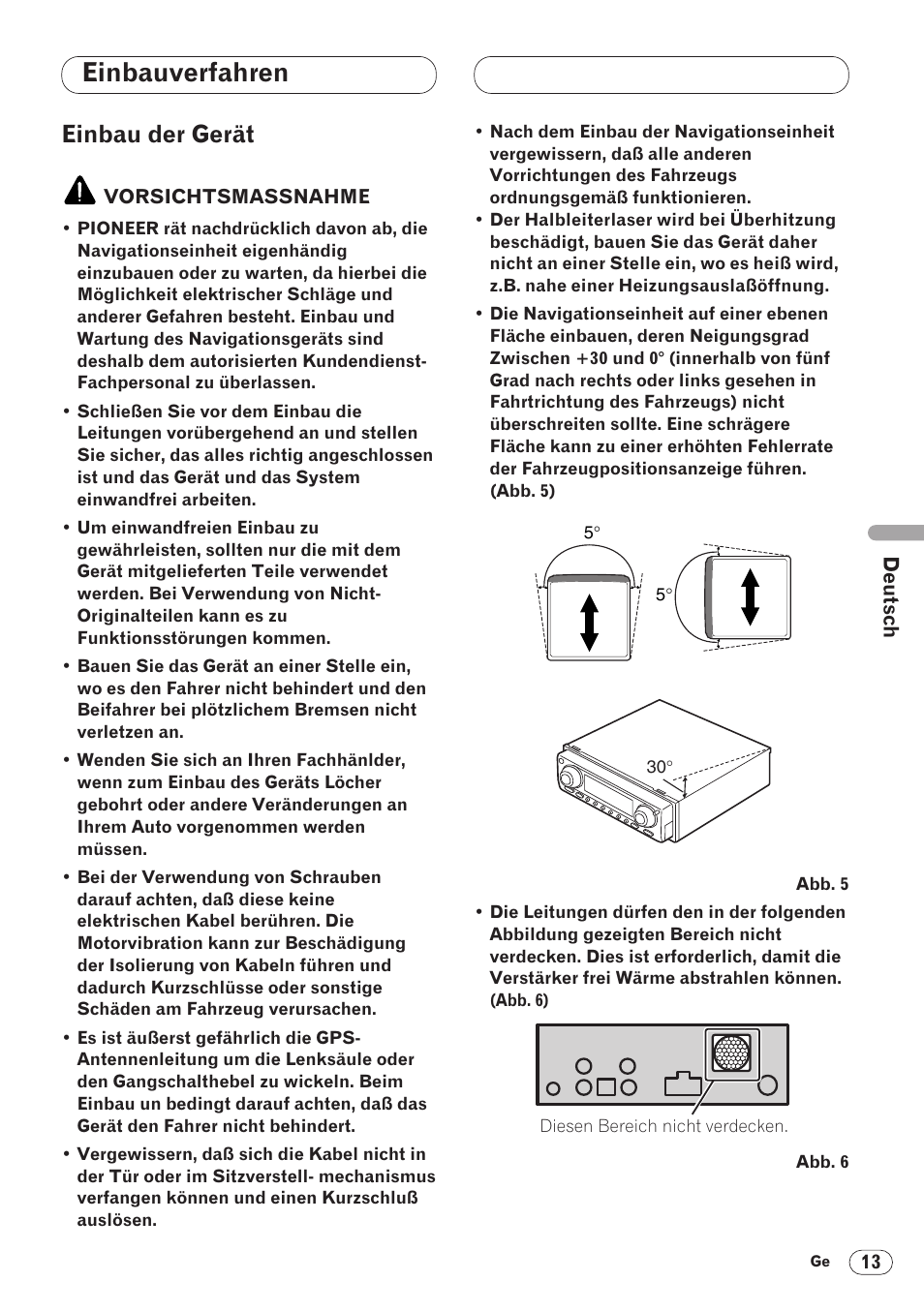 Einbauverfahren, Einbau der gerät 13, Einbau der gerät | Pioneer ANH-P9R-BK User Manual | Page 65 / 160